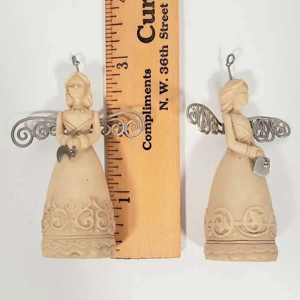 Hallmark Keepsake Christmas Ornament‎ Angels of Virtue Heart Moon 2003 set of 2